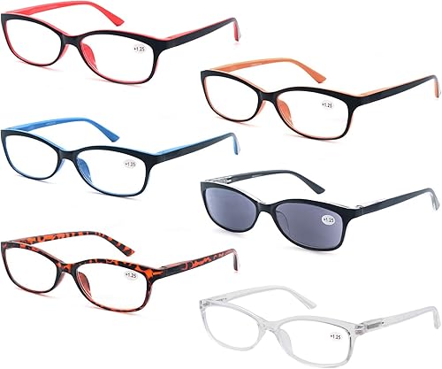 Miniatura 9 de HAPJOYS Gafas de lectura transparentes para mujeres y hombres, lectores, elegantes gafas tramposas + 4.00 marco ligero, ajuste cómodo, paquete de 4