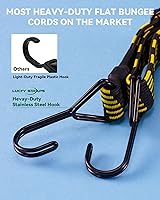 Vista 22 de Cuerdas elásticas, 80 pulgadas, para exteriores, resistencia máxima a la rotura de 190 libras, negras, con mosquetones, para portaequipajes, carga