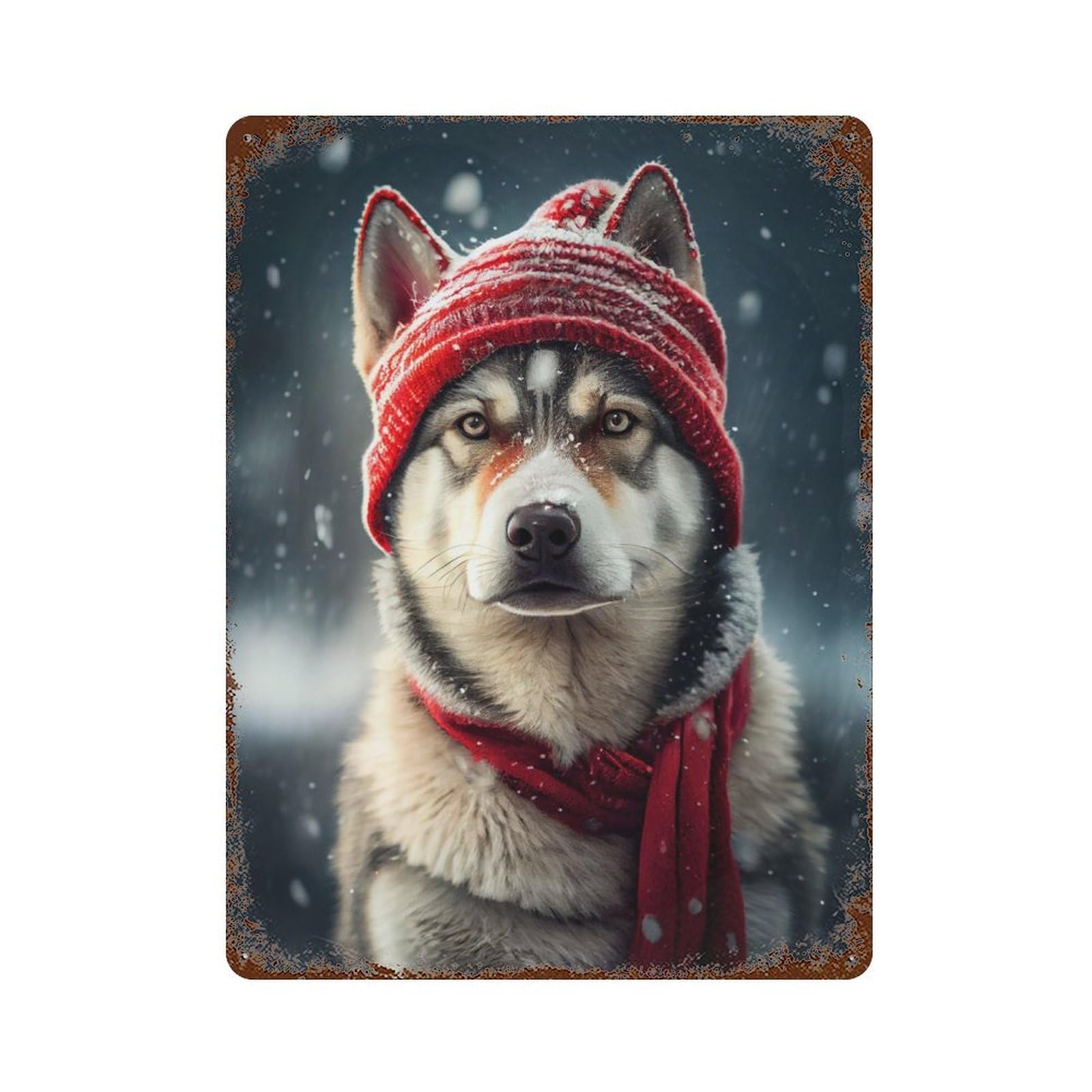Husky Hat Retro Metal Sign 15.7"x11.8", Classic Wall Plaque for Garage, Pub Or Kitchen