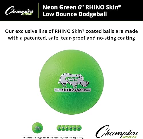 Miniatura 52 de Champion Sports Rhino Skin - Juegos de bolas de dodgeball de rebote bajo y individuales para juegos de juegos infantiles, PE, patio trasero y liga