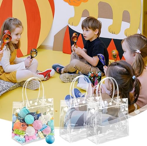 Miniatura 9 de BadenBach Paquete de 16 bolsas de regalo transparentes con asas, 6.9 x 6.9 x 3.5 pulgadas, pequeñas bolsas de plástico reutilizables para fiestas,