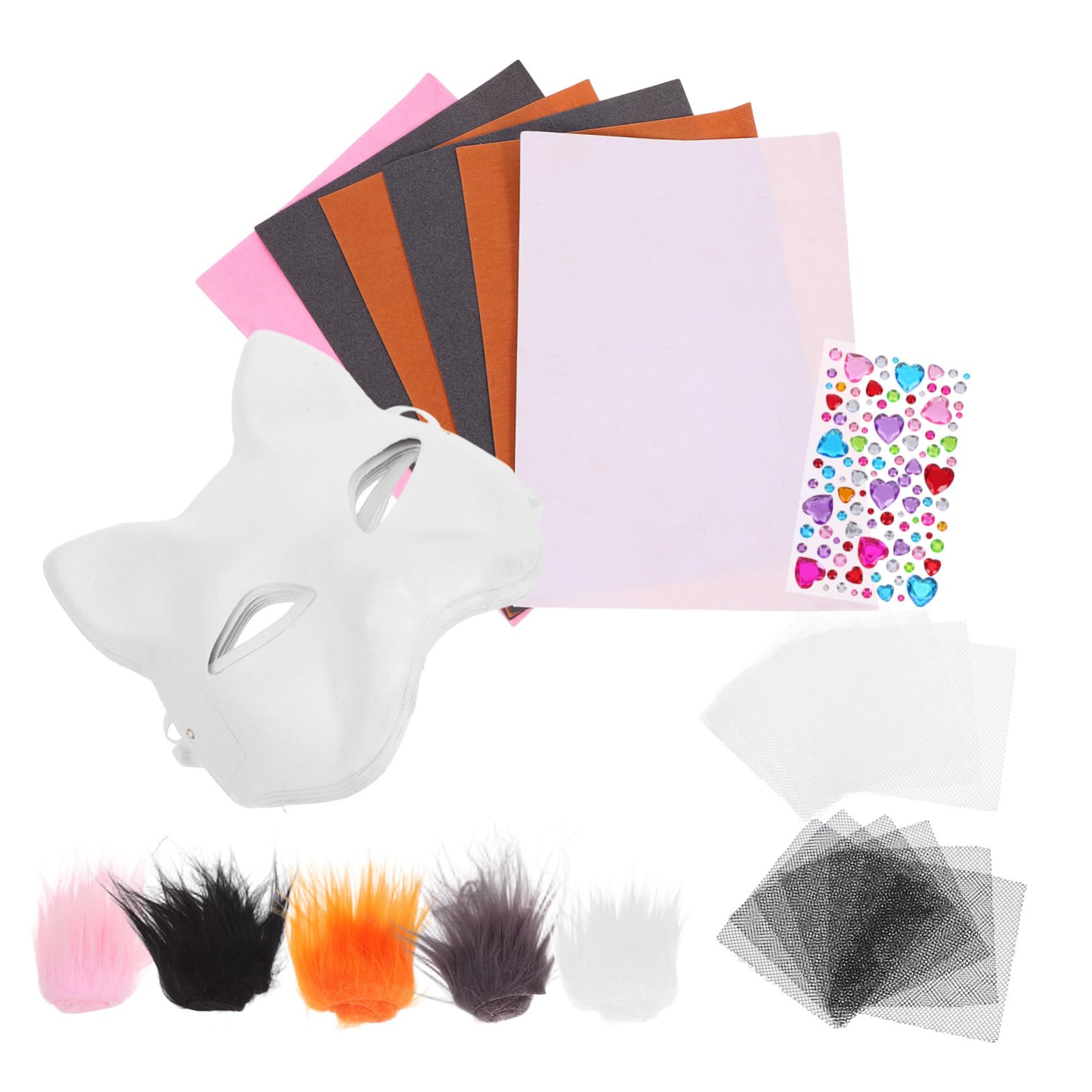 BESTonZON Diy Katzenmaske Set Unbemalte Masken aus Papier mit Zubehör für Kreative Kostümpartys Maskerade und Halloween Bastelset für Erwachsene