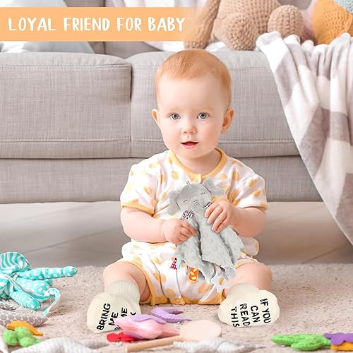 Miniatura 2 de Juego de regalo para bebé, cesta de regalo para baby shower con toallas para bebés, manta de seguridad de elefante, cepillo para el cabello,