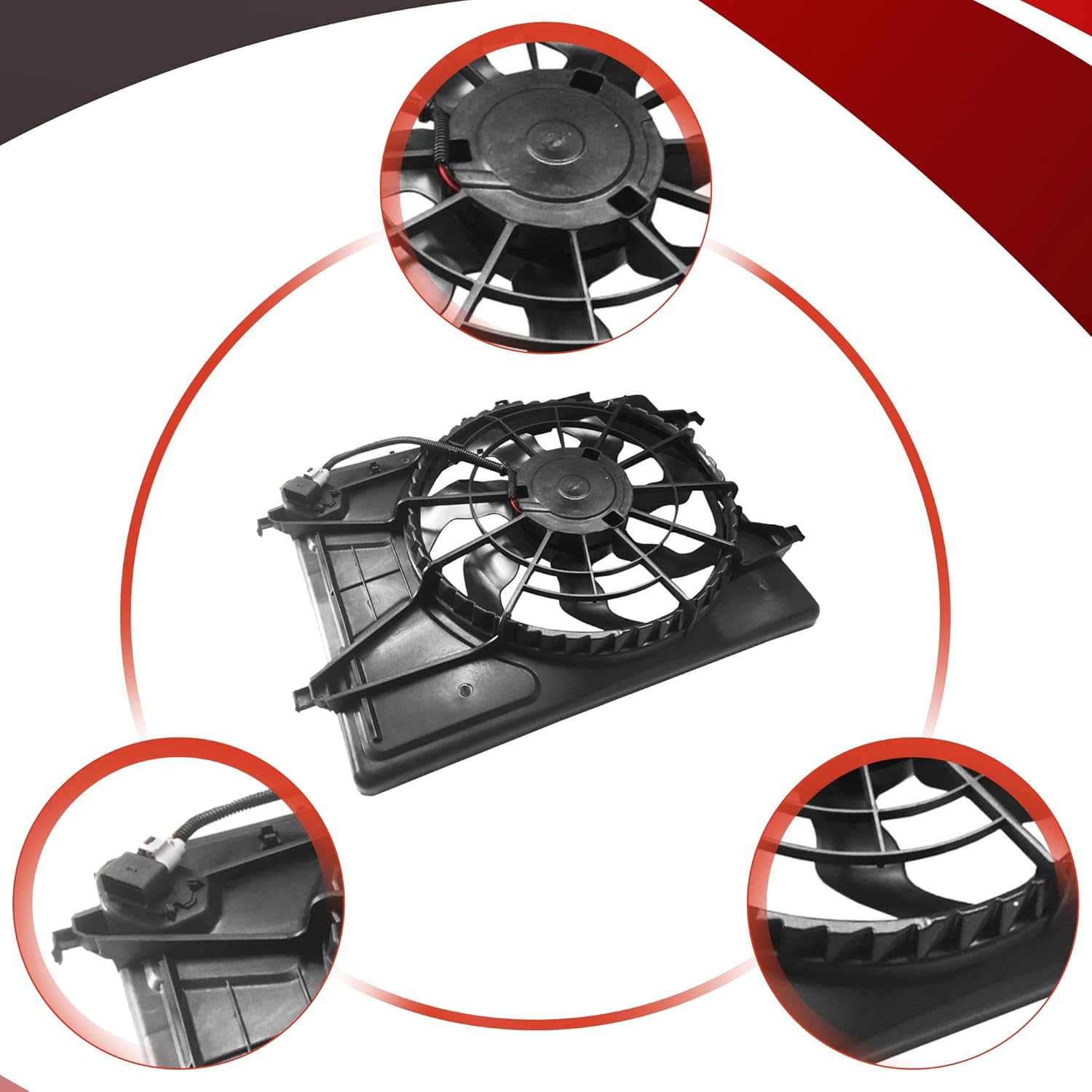 PartsFlow Radiator Cooling Fan Assembly Compatible with 2007 2008 2009 2010 Hyundai Elantra 2L 620-493
