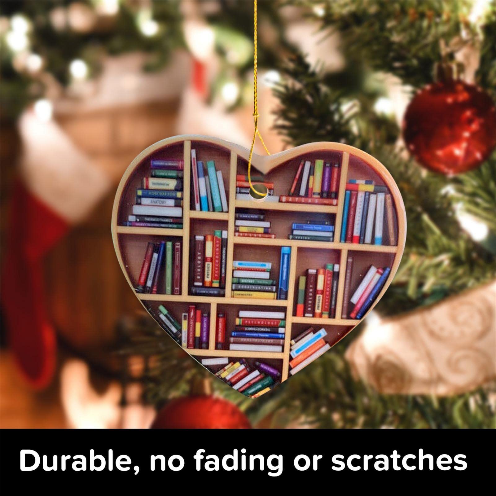 6 ciondoli a forma di albero di Natale per libreria, ornamenti