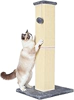 YULOYI 32" Tall Cat Scratching Post for Large Cats & Kittens - Natural Sisal Rope, Extra Large Stable Base, Furniture Protector, Grey