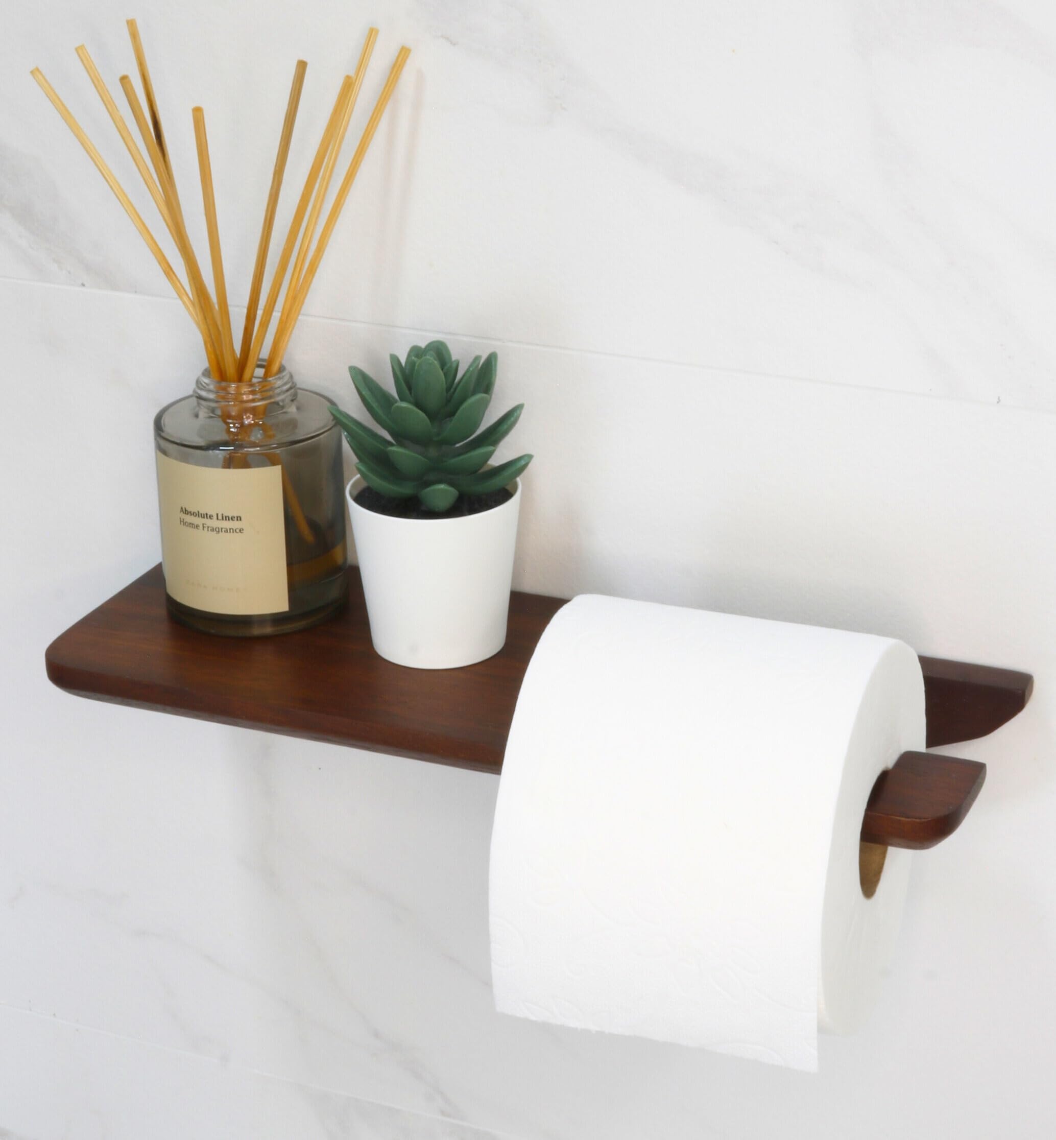 Porte-Papier Toilette En Bois Noyer - Sans Percer, Adhésif Ou Vis | Design Moderne & Écologique