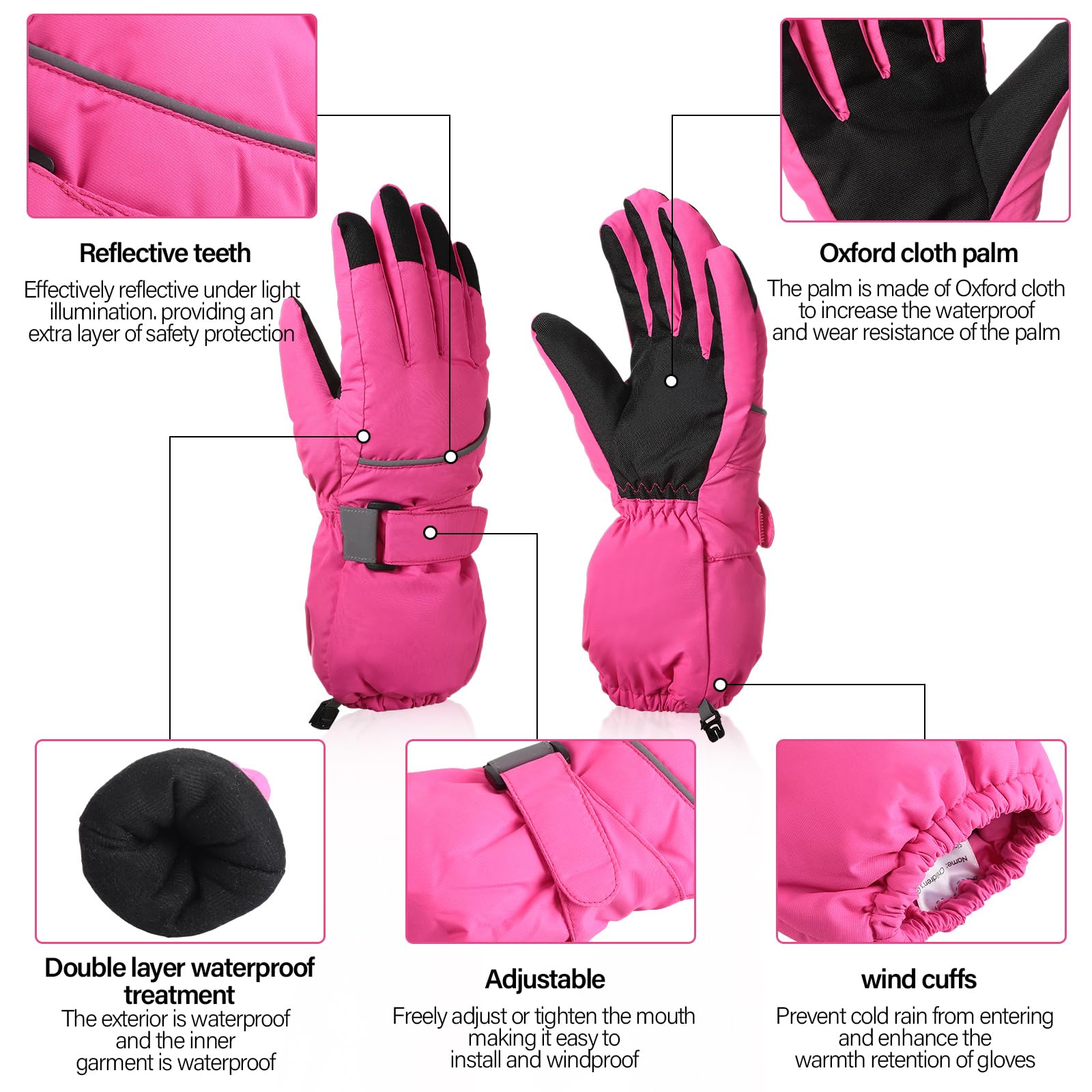 Twistover 2 Paar Kinder Warme Handschuhe Set Einschließlich Strickhandschuhe Winter Kaltes Wetter Wasserdicht Schneehandschuhe Fingerhandschuhe Winddicht Unisex Kinder Skihandschuhe für Mädchen Jungen