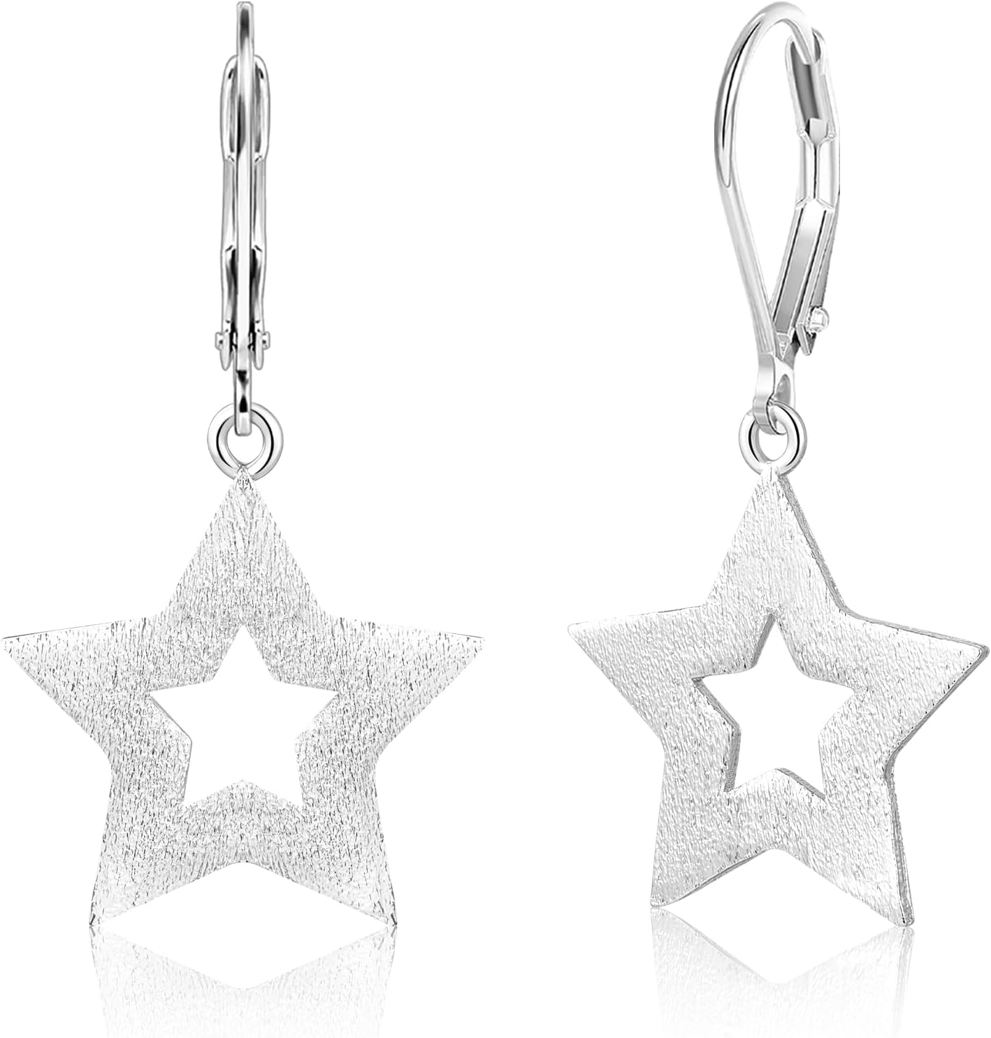 Sterling Silver Post Star Dangle Earrings for Women Hypoallergenic Drop Leverback Star Earrings Silver Drop Dangle Earings for Women Jewelry Gifts