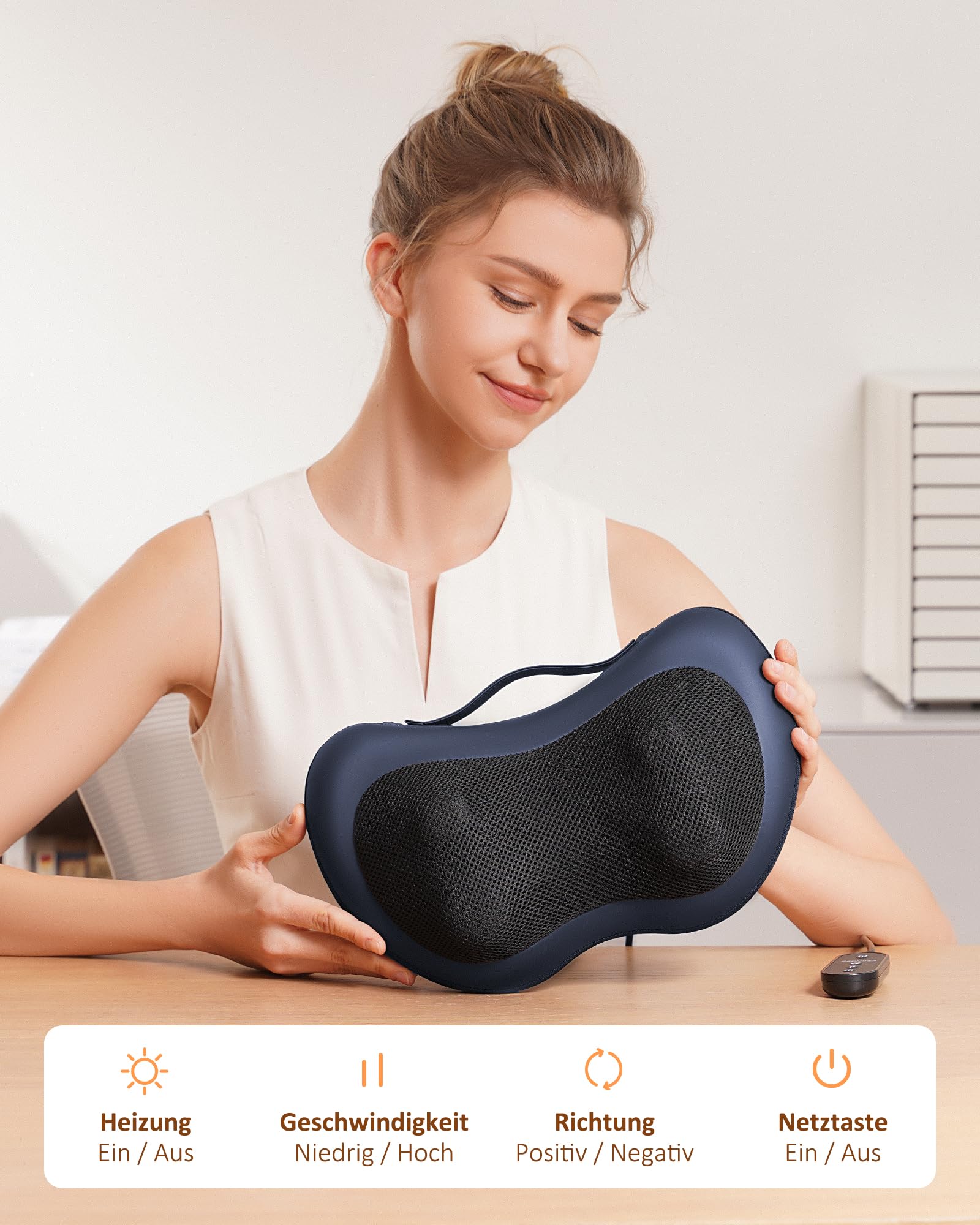 KNQZE Massaggiatore per collo con funzione di calore, massaggiatore Shiatsu con testine massaggianti rotanti 3D, cuscino massaggiante per collo, spalle e schiena, massaggiatore per la schiena, per