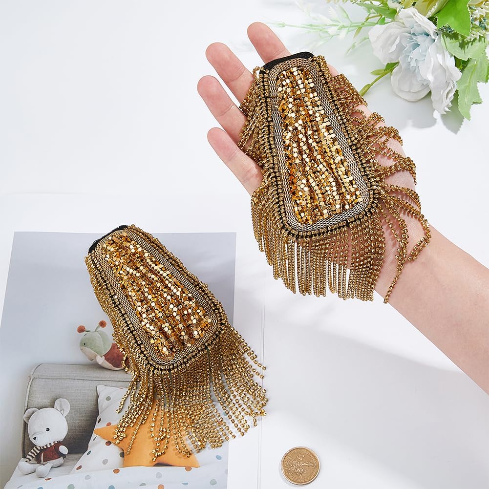 SUPERFINDINGS 2Pcs Rhinestone Shoulder Tassel Shoulder Link Chain Epaulet Retro Shoulder Badge Punk Epaulette Shoulder Brooch Pin for Men Women