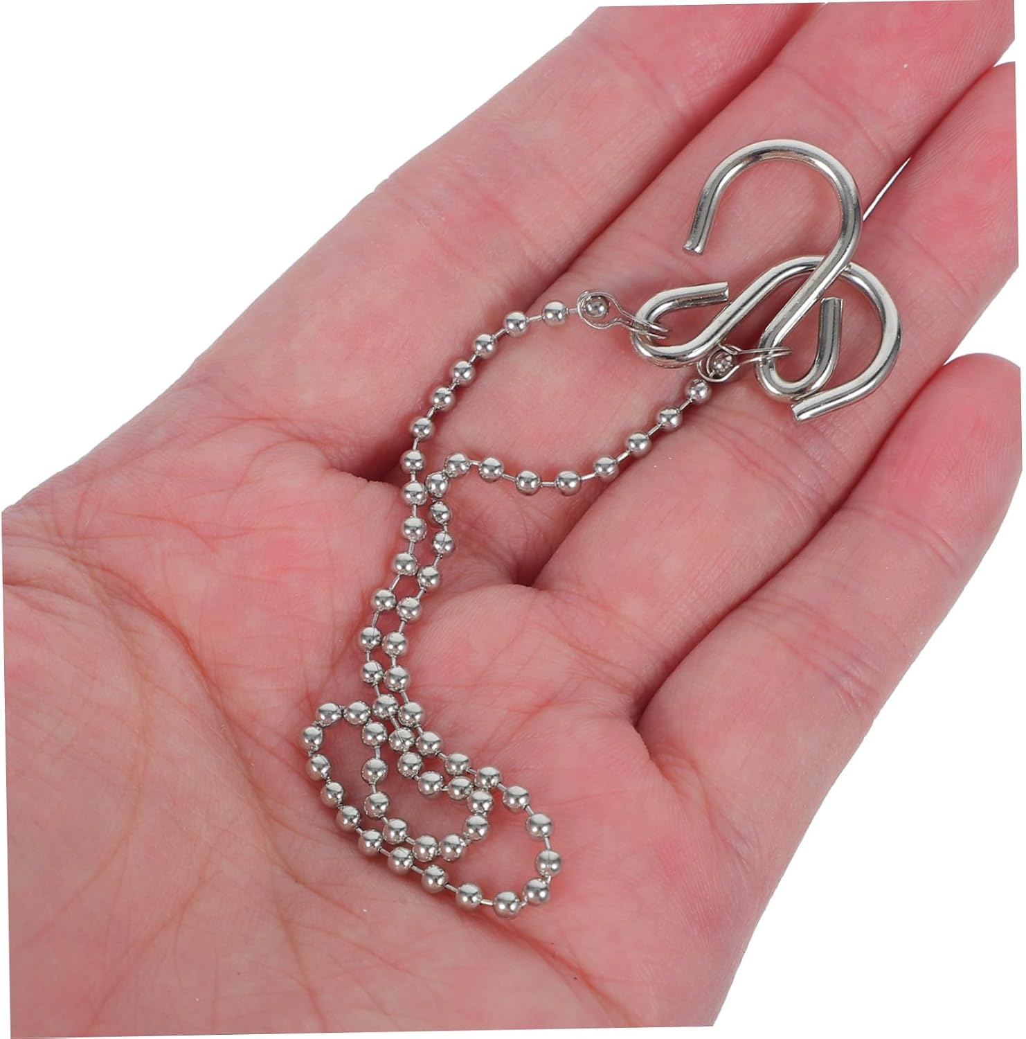 ARTIBETTER 6pcs Ball Chain for Banner Hanging and Flag Suspension with Clips and Hooks, Silver Iron Material, Quick Setup and Effortless Installation for Store Displays and Trade Shows