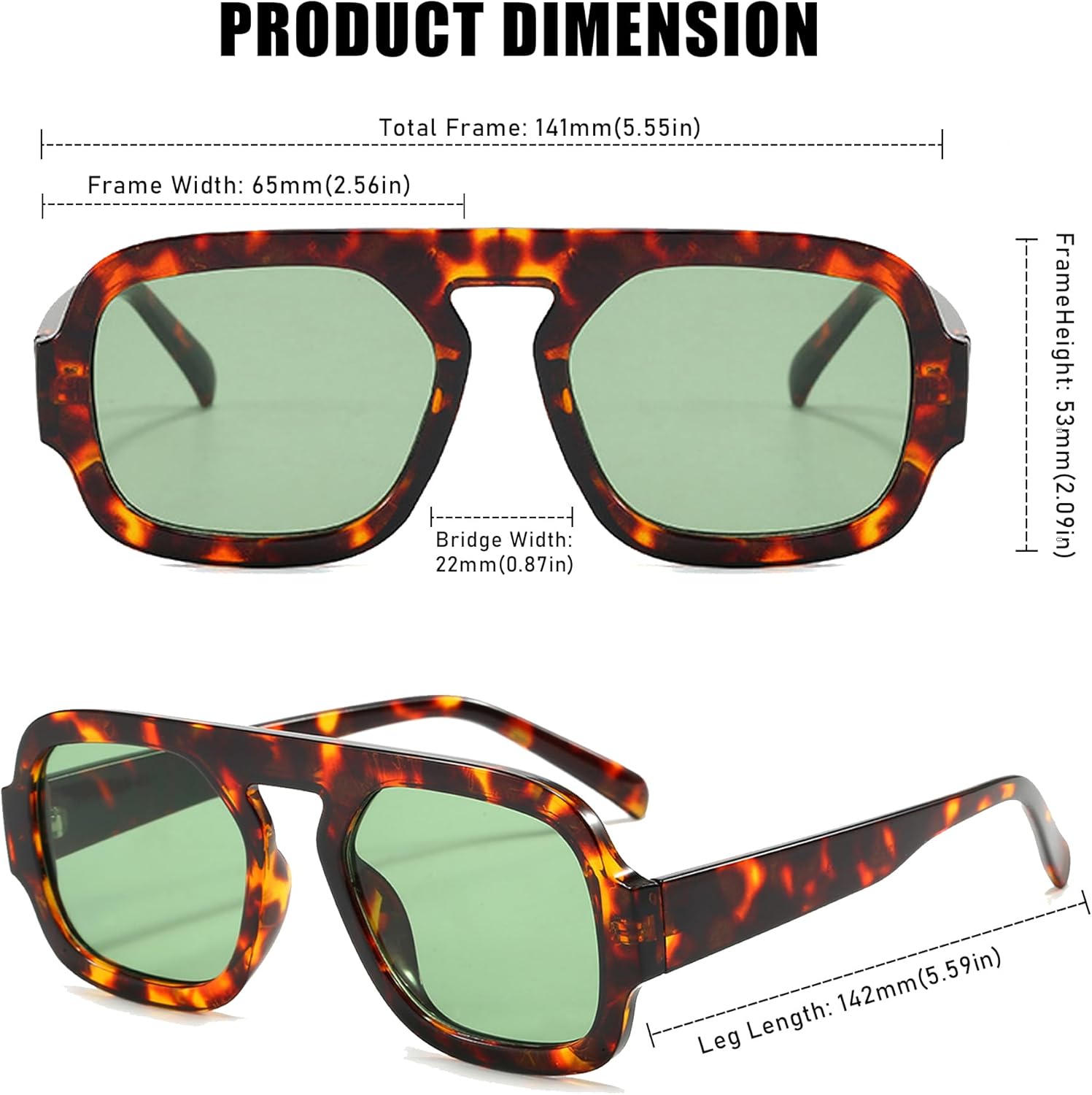 Long Keeper Retro Square Pilot Sunglasses for Women Men Aviation Square Sun Glasses Flat Top Rectangle 70s Vintage Shades - Image 4