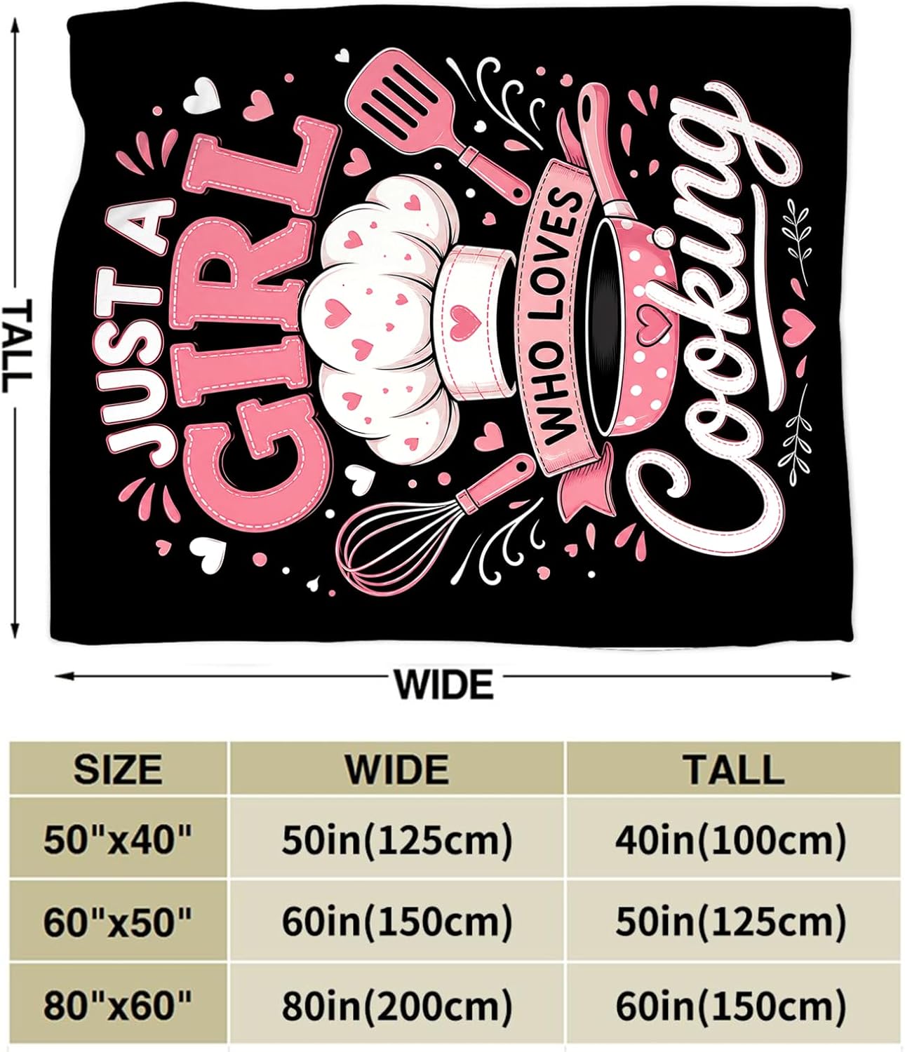 Taimeng Funny Cooking Blanket for Girls, Chef Gifts Throw Blanket 40"X50" image 4