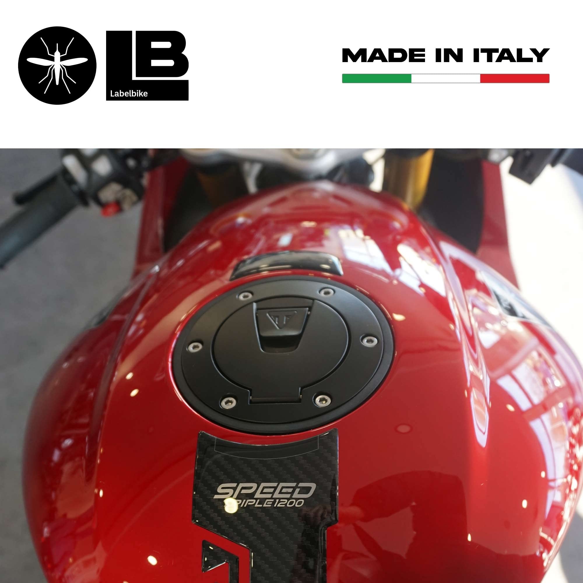 labelbike - Naklejka 3D Tank Pad kompatybilna z Triumph Speed Triple 1200 RR