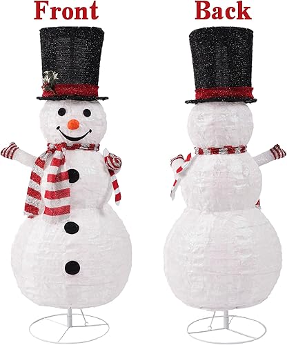 Miniatura 5 de Buheco Muñeco de nieve iluminado para decoración de Navidad al aire libre, muñecos de nieve iluminados para interiores y exteriores, decoración de