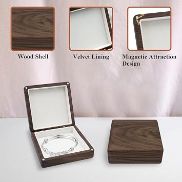 Bracelet Boxes, Random Colors WoodBracelet Holder Bracelet Box, Square Bracelet Display Case Jewelry Boxes for Bracelets, Vintage Jewelry Boxes Bangle Box (black)