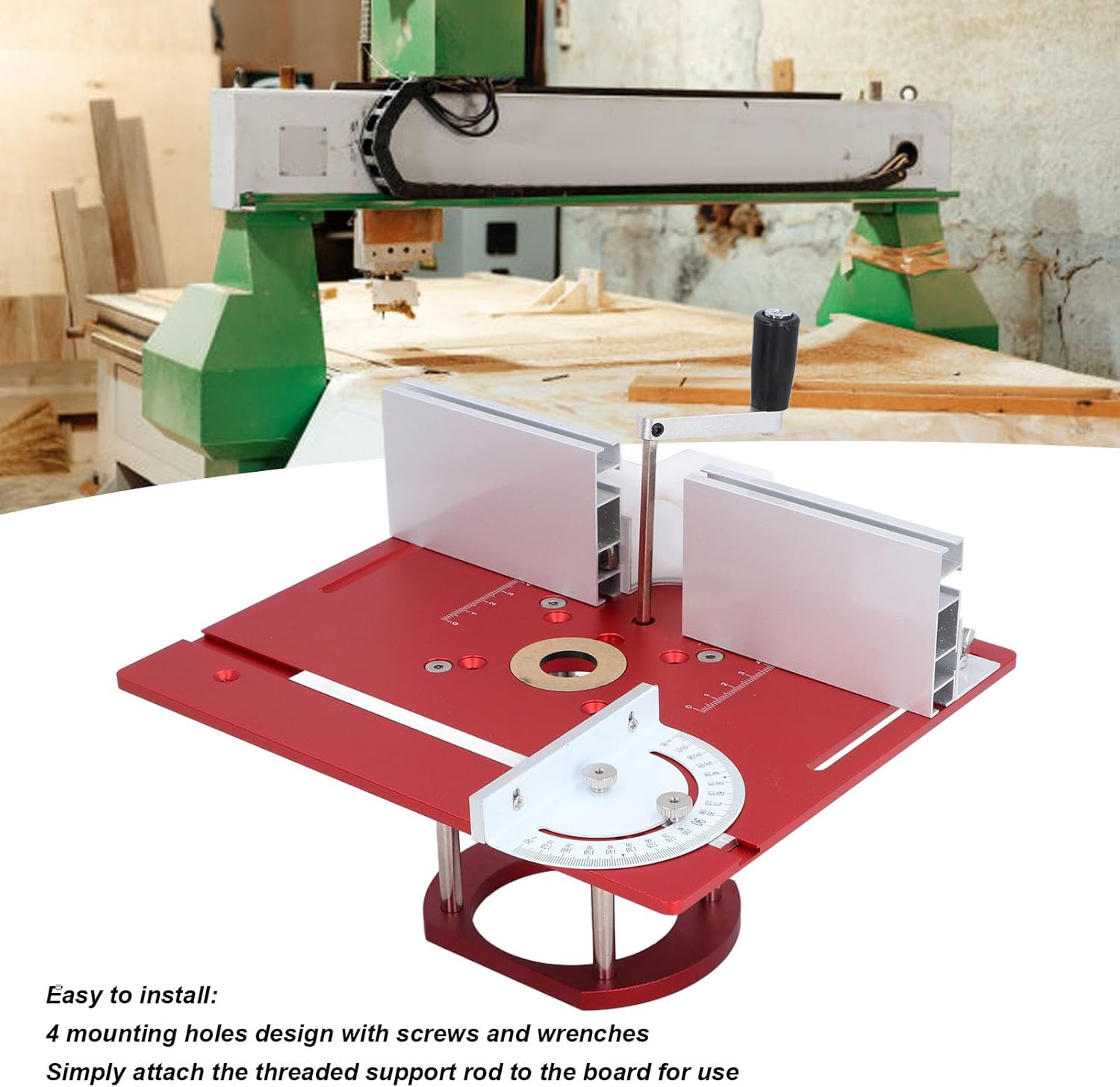 Router Lift Base, Aluminum Alloy Lifting Table Base, Height Adjustable Manual Router Table Lift System, Router Table Lift Tool for Woodworking Machinery (Red)
