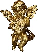 Vista 4 de Estatua de ángel hecha a mano con alas de querubín para pared, comedor, hotel, sala de estar, decoración de pared, colecciones de arte (estilo C)