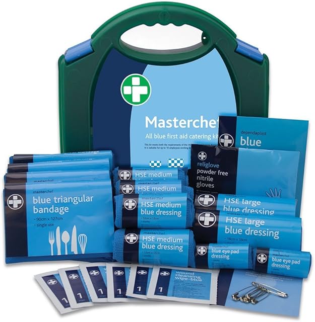 Reliance Medical - 10 Person HSE MasterChef All Blue First Aid Kit For Catering (for Ref 178), Containing Bandages, Plasters, Dressings And Wound Cleaning Wipes