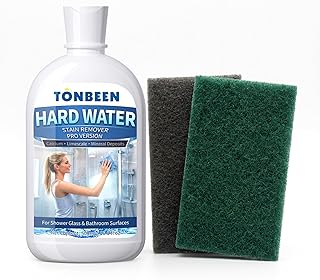 Hard Water Stain Remover Paste with Polishing Pads Calcium & Limescale Cleaner for Shower Glass, Shower Doors & Tiles, Includes 800 & 1200 Grit Pads, 500ml, 16.9fl oz