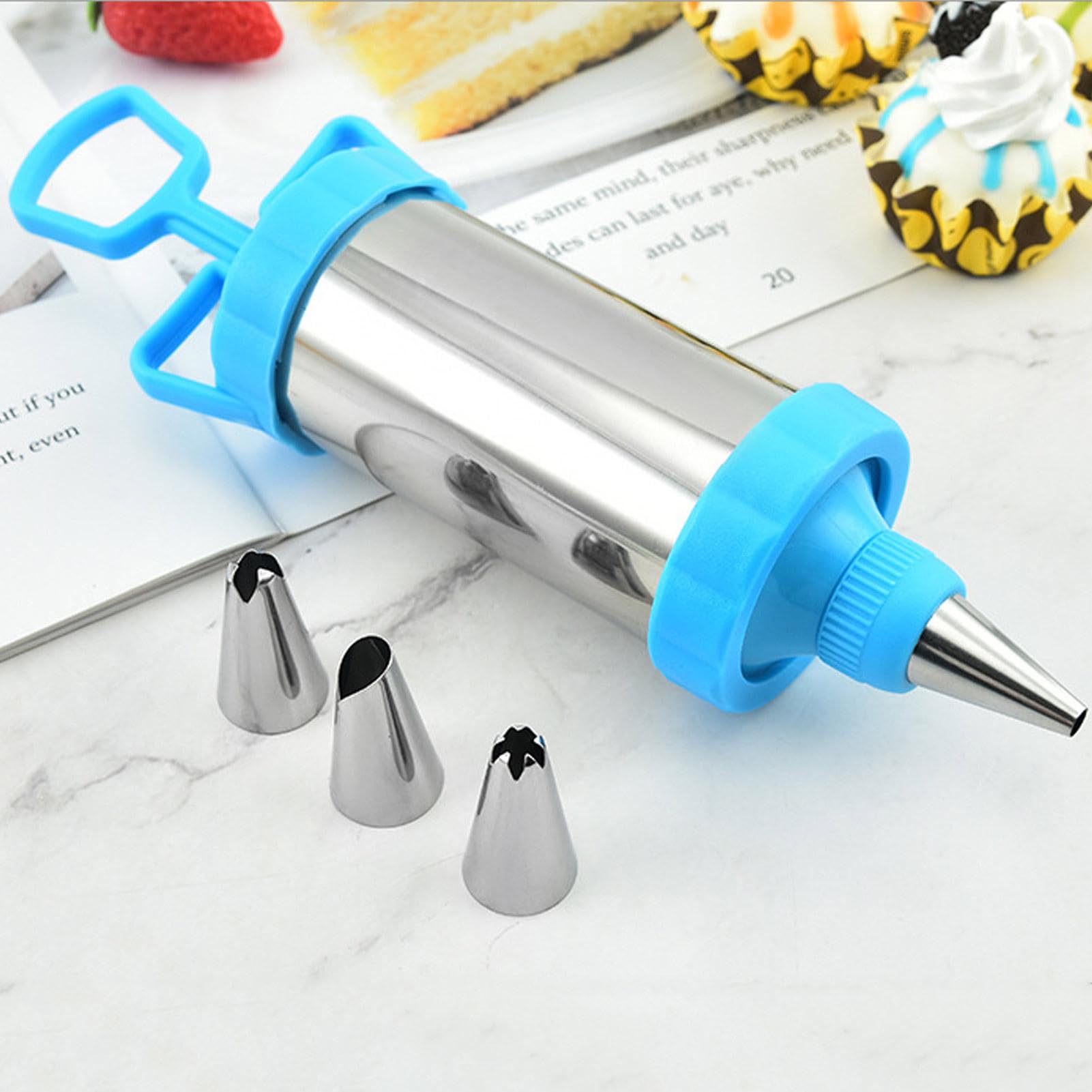 Moxeupon Set di siringhe per decorare dessert, dispenser per glassa, 7