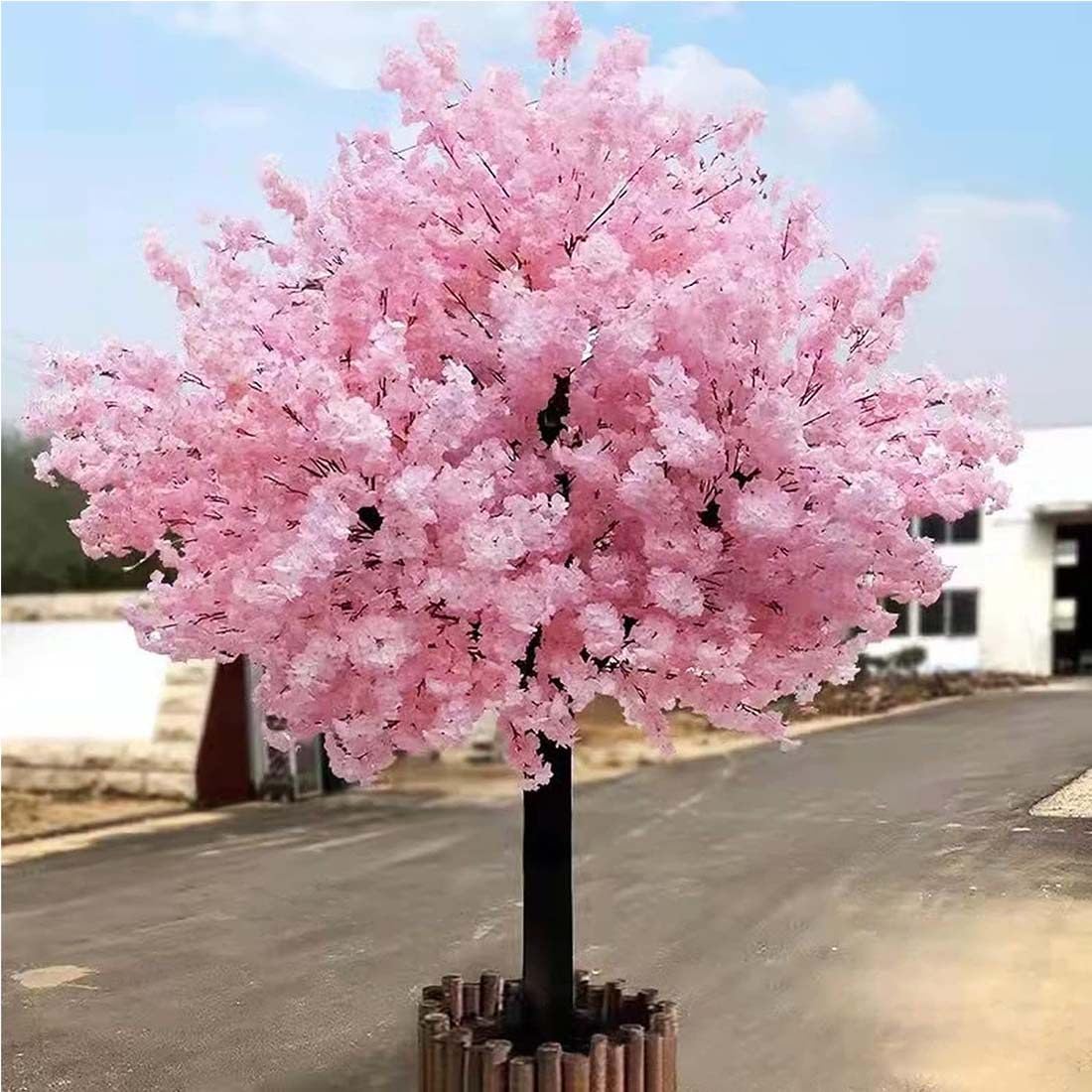 DPDZSW Artificial Cherry Blossom Tree Silk Flower, Simulation Cherry Blossom Trees, Light Pink, Big Tree Fake Vines Flowers for Indoor Outdoor Wedding,Round-1.2x0.8m