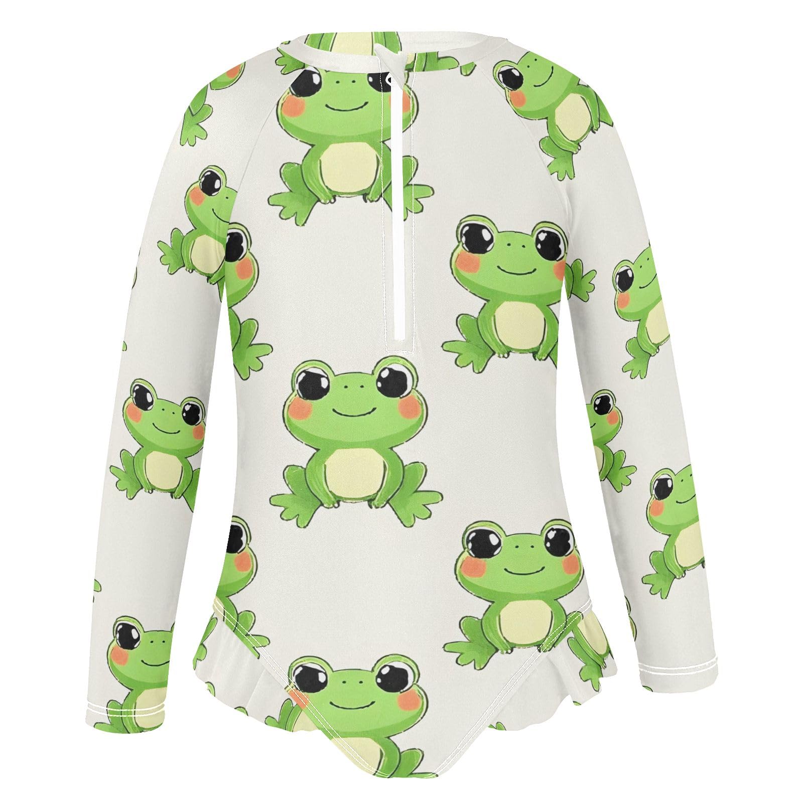 ALAZA Swimsuit for Girls Long Sleeve Rashguard Bathing Suit Frog Lovely Quick Dry 4T