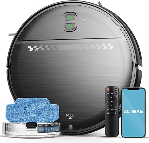 Robot Vacuum and Mop Combo, 2-in-1 Robot Vacuum Cleaner, Perfect for Pet Hair, Hard Floor and Carpet, Anti-Bump, Anti-Fall, App, Voice and Remote...