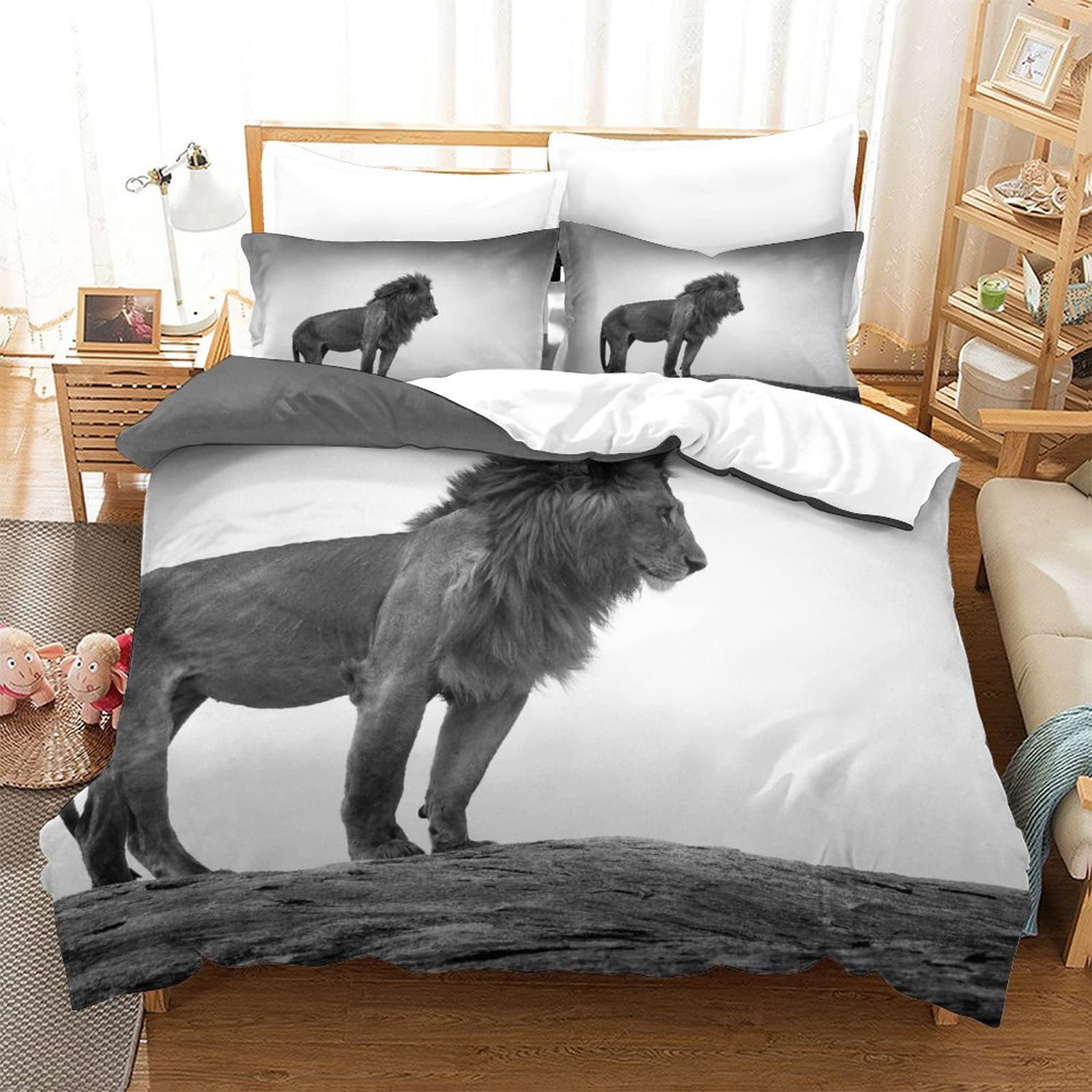 Housse de couette Lion zippée 220x240 cm pour résoudre la corvée du changement de linge de lit