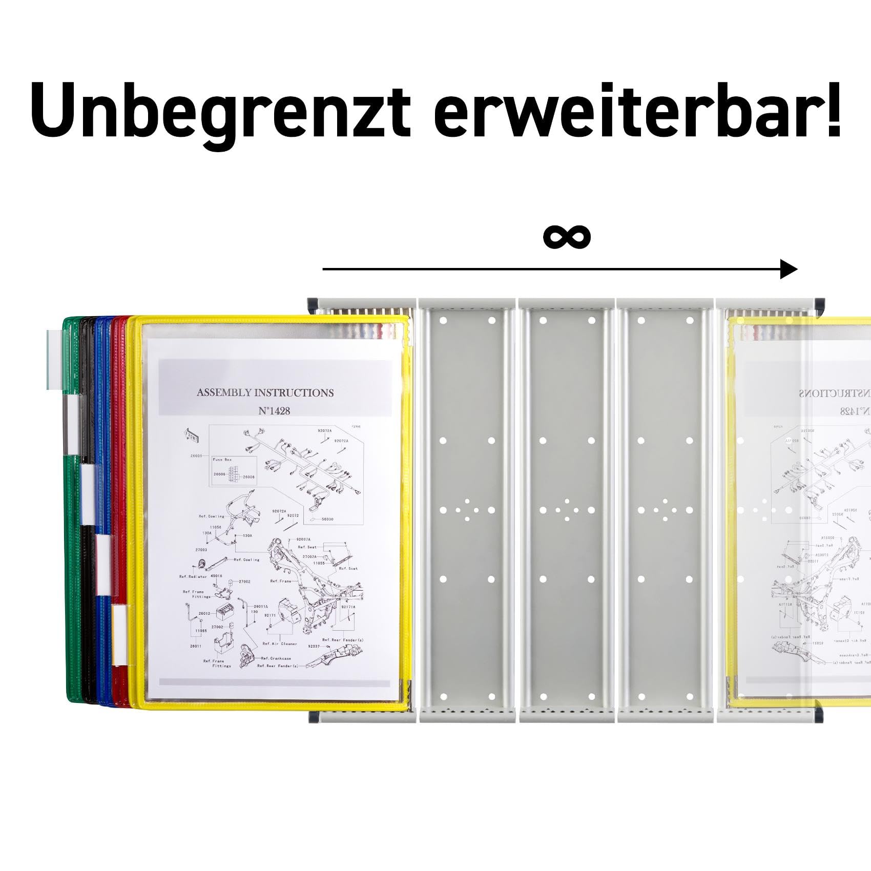 Tarifold 434209 Tischtafelsystem mit 10 aufsteckbaren Indexreitern und 20 Sichttafeln A4 farblich sortiert