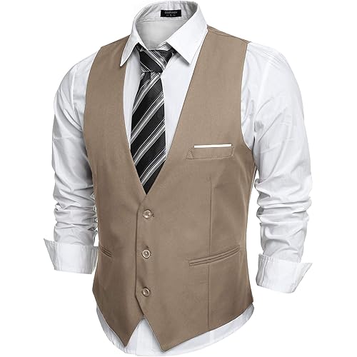 COOFANDY Men's Casual Business Suit Vest Slim Fit Formal Dress Waistcoat Vest