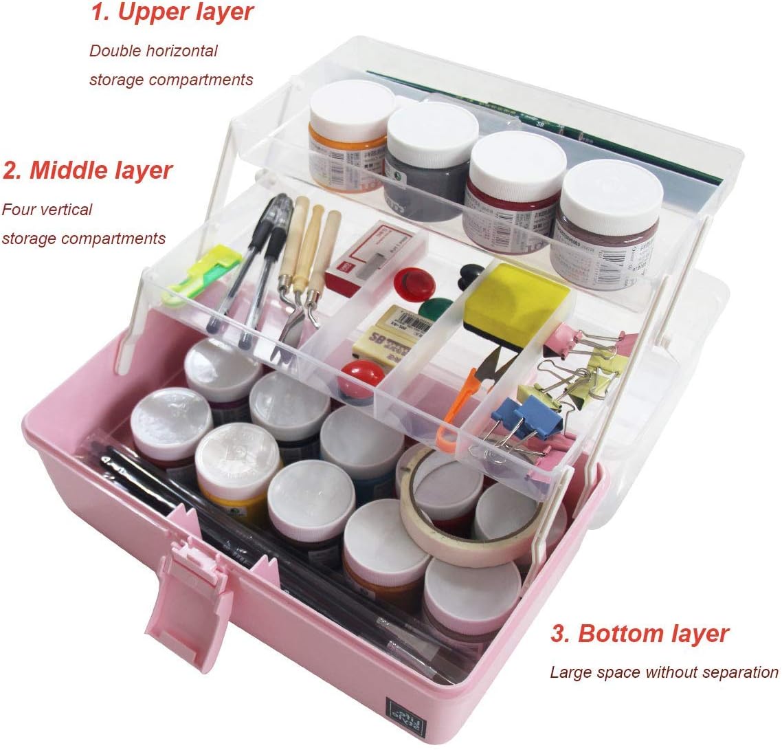 Handle with Box Craft Plastic 3Layers Box Supply Art WEWLINE for