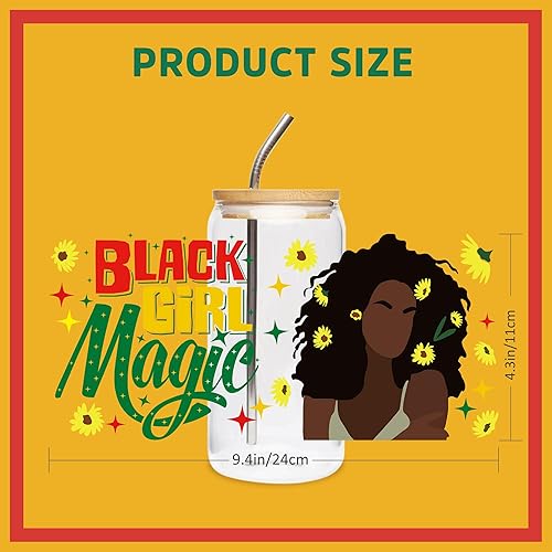 Miniatura 2 de Transferencia de envolturas de tazas UV DTF  8 hojas de calcomanías DTF UV del mes de la historia negra para vidrio de 16 onzas, afirmación de niña