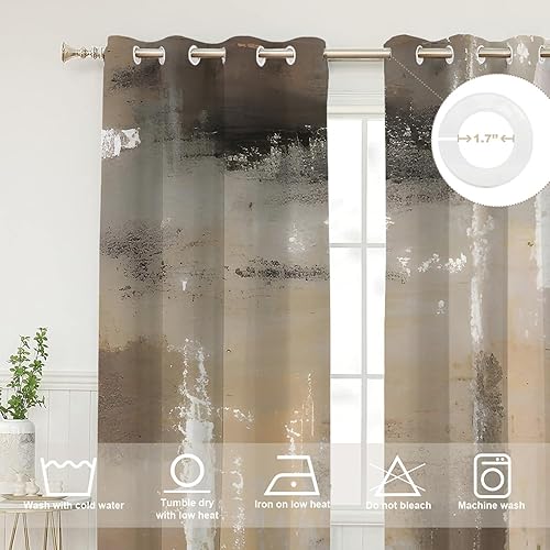 Miniatura 789 de Cenefas de cocina modernas con patrón de cobre marrón dorado para ventanas, cenefas opacas abstractas de marcas de arañazos y cortinas opacas