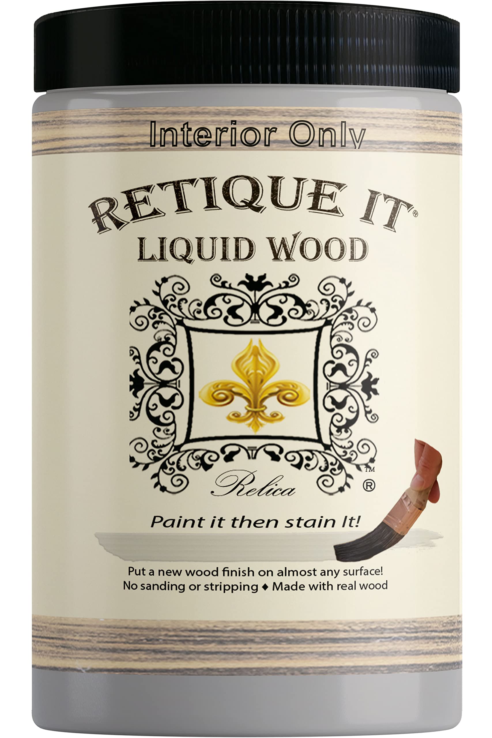 (32oz Quart, 0. White Wood) - Retique It Liquid Wood - Quart White Wood - Paint it then stain it - Stainable Wood Fibre Paint - Put a fresh coat of wood on it (950ml White Wood)