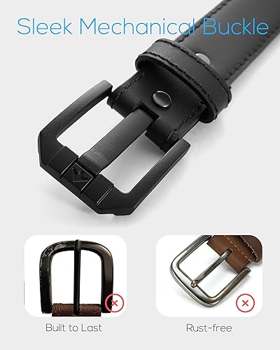 Miniatura 3 de YOETEY Cinturón de cuero genuino para hombre, transporte oculto, 1.5 pulgadas de ancho con núcleo de 0.039 in, cinturón de trabajo resistente para