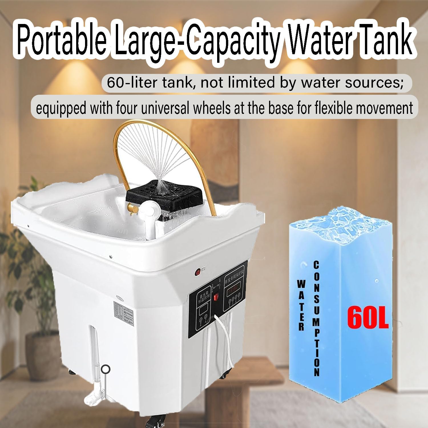 Japanische Head-Spa-Ausrüstung Mit 60L-Wassertank Head Spa Gerät Thermostatische Shampoo-Becken Mit Wasserzirkulation mobiles haarwaschbecken Friseur waschbecken für Kopf Spa und Friseursalons