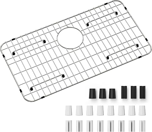 Vista 13 de Rejilla de fregadero de acero inoxidable y protectores para la parte inferior del fregadero de cocina, protector de fregadero de 24 x 12 pulgadas