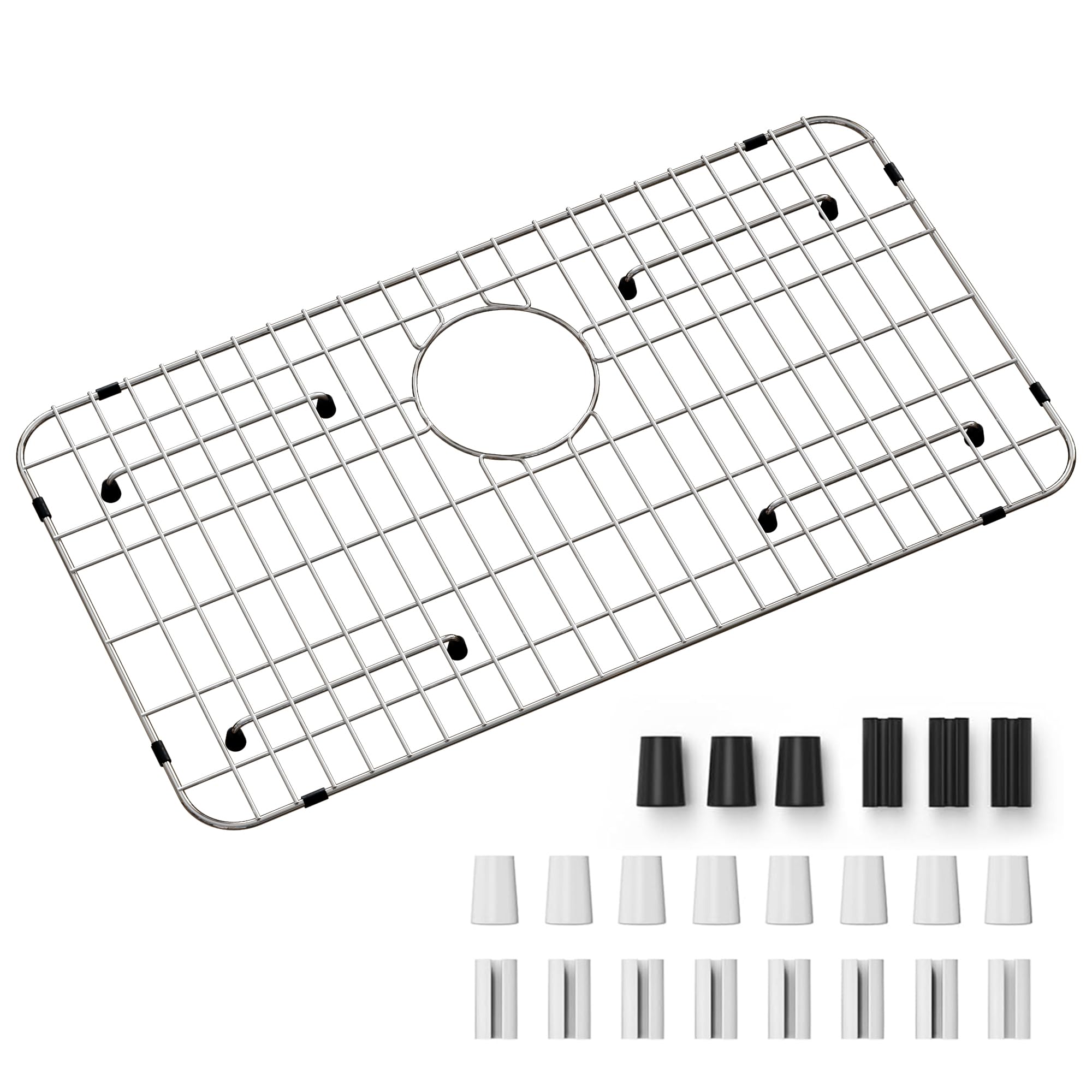 Grille de fond d'évier en inox avec drain arrière pour cuve de cuisine rectangulaire