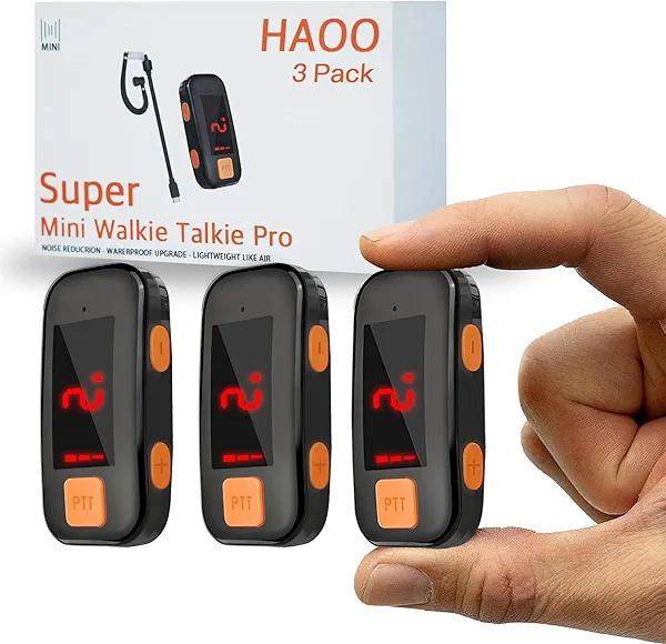 Super Mini Walkie Talkies 3 Pack, Waterproof Two Way Radio with Earpieces, Small Walkie Talkies for Outdoor, Restaurants, Hiking, Baseball, Hospital, Tourism