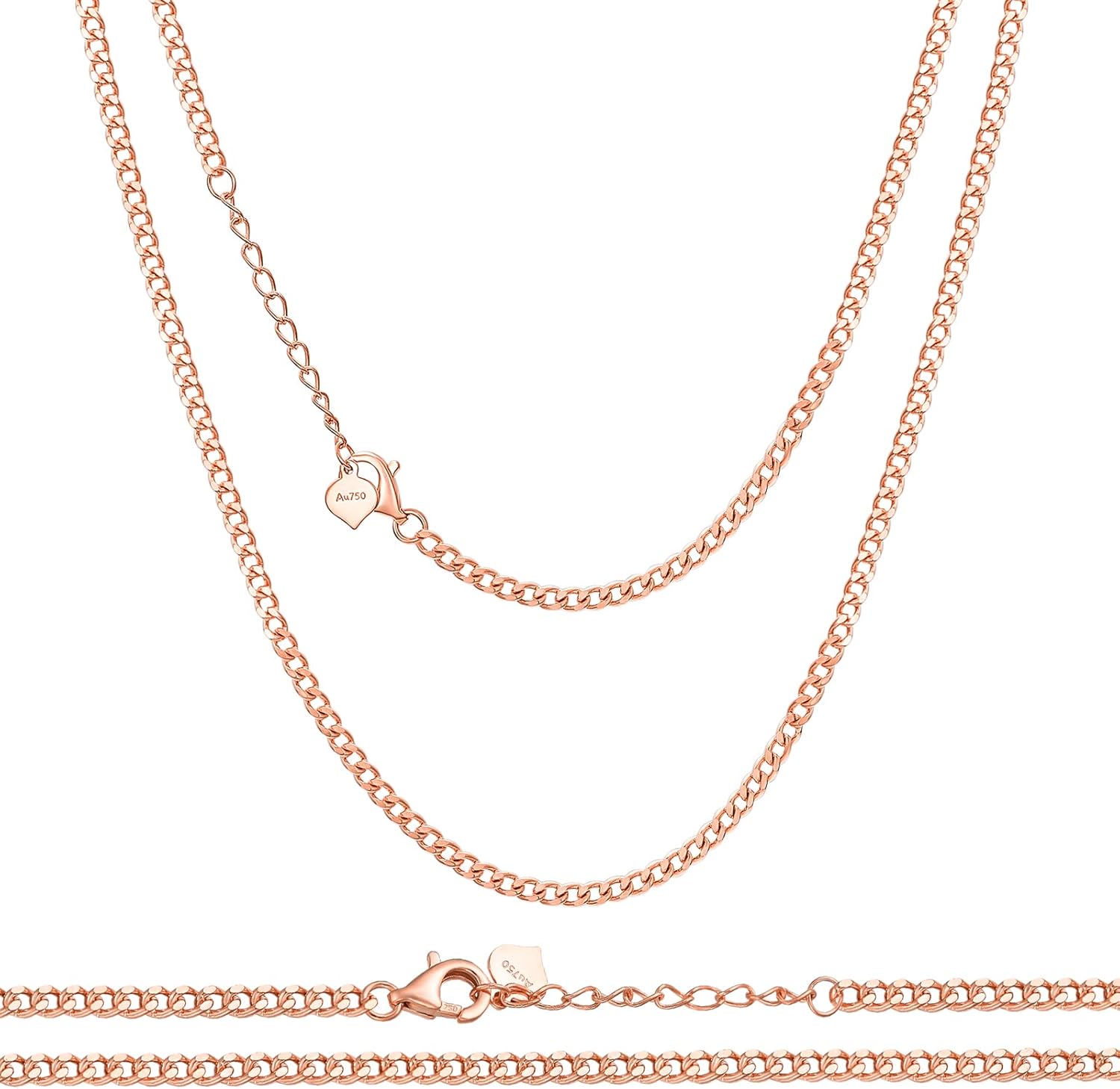 MRENITE Solid 10k 14k 18k Gold 1.4mm/1.6mm/2.2mm Italy Cuban Chain Necklace Adjustable Gold Curb Link Chain Necklaces Collection Lobster Clasp for Women Men 14" 16" 18" 20" 22" 24" 26" 28" 30"