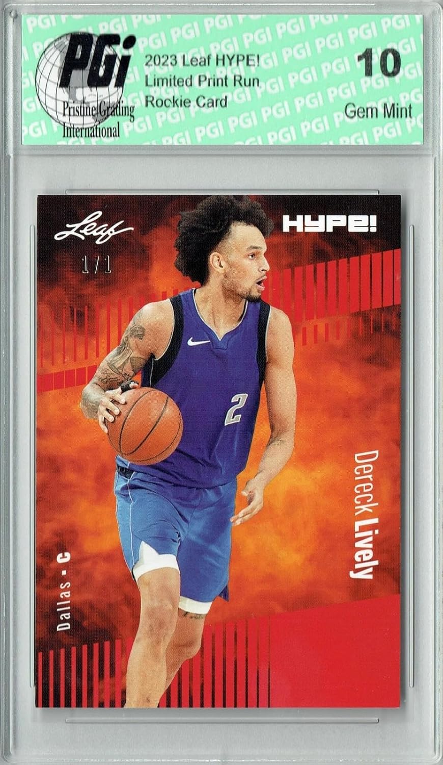 Dereck Lively 2023 Leaf HYPE! #112 Orange Blank Back #1/1 Rookie Card PGI 10 - Basketball Slabbed Rookie Cards