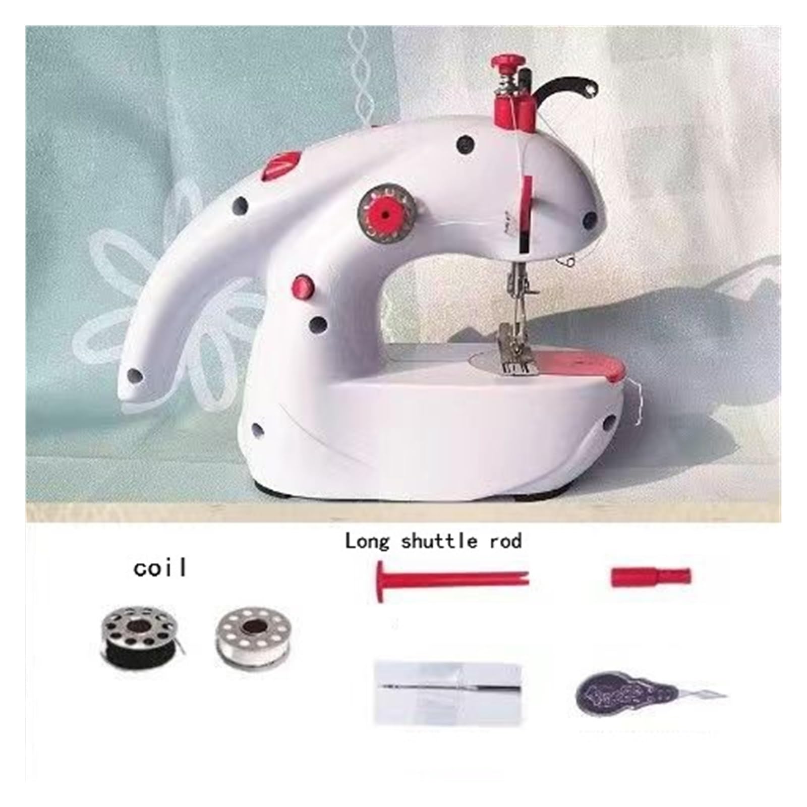 Macchina Da Cucire Domestica Piccola Macchina Da Cucire Elettrica A Doppio Filo Completamente Automatica Portatile Mangia Mini Mini Desktop Da Cucire Spesso M Facile Da Usare(Machine and 7piece)
