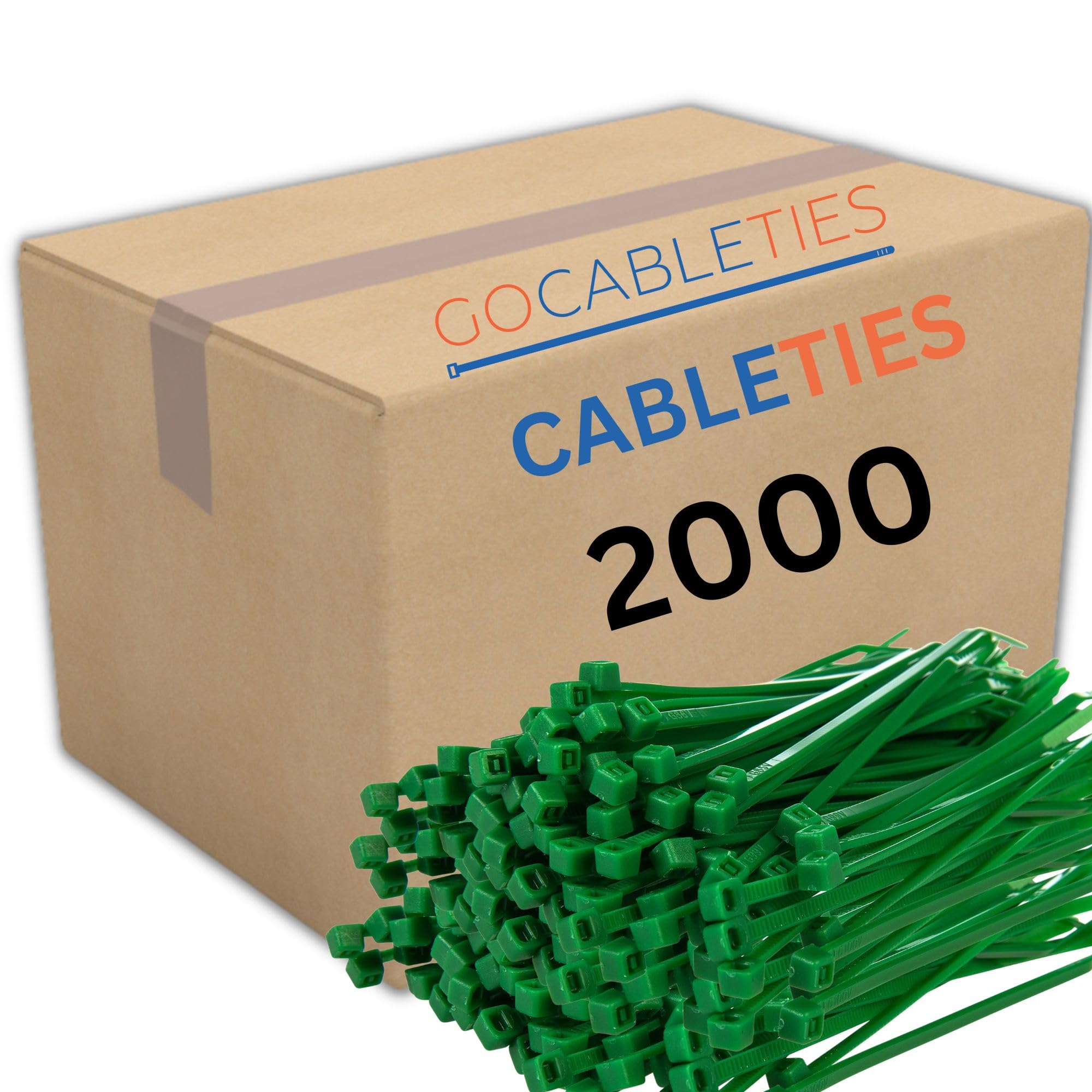 Gocableties Small Green Cable Ties, 150mm x 3.6mm, Bulk Pack of 2000, 6” Premium Nylon Zip Ties, Plastic Tie Wraps, Secure Self-Locking Mechanism, for Home, Garden, Office and DIY — image 1