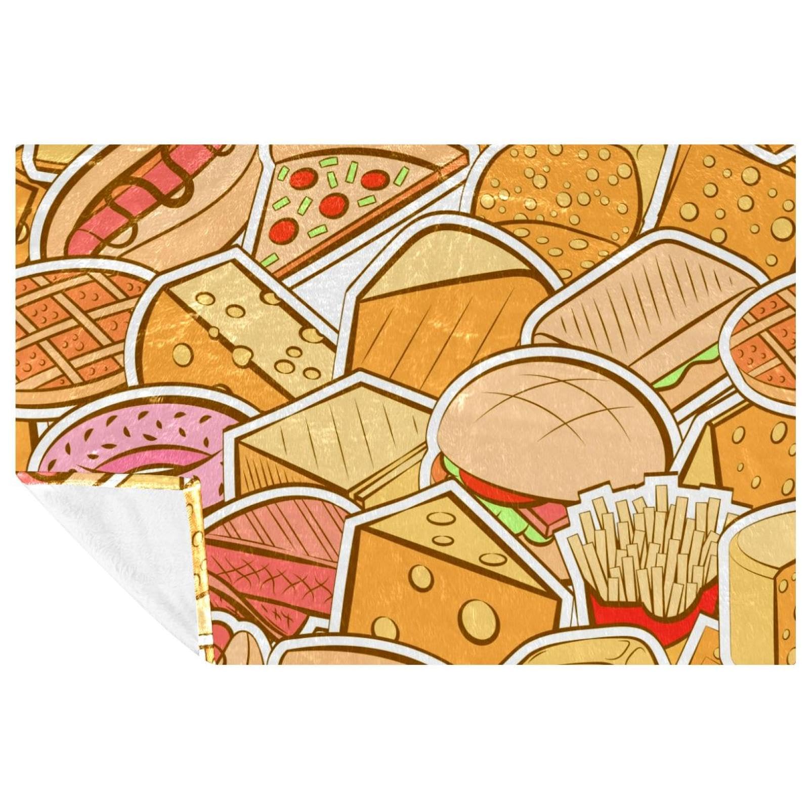 Couverture canapé anti-froid plaid imprimé burger pizza chaud