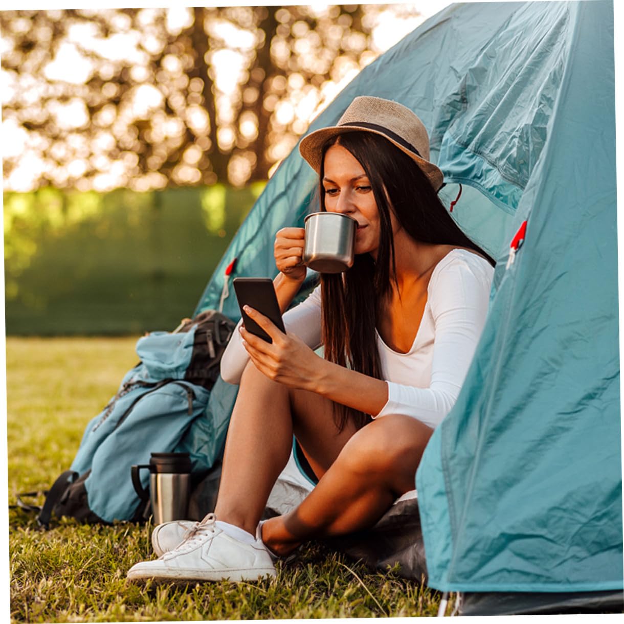 Healvian Ustensiles Cuisine De Camping INOX 8 Pièces, Casseroles Et Poêles Pliables en Acier Inoxydable, Légers Et Multifonctions pour Randonnée, Pique-niques en Plein Air, Cuisson 5-6 Personnes
