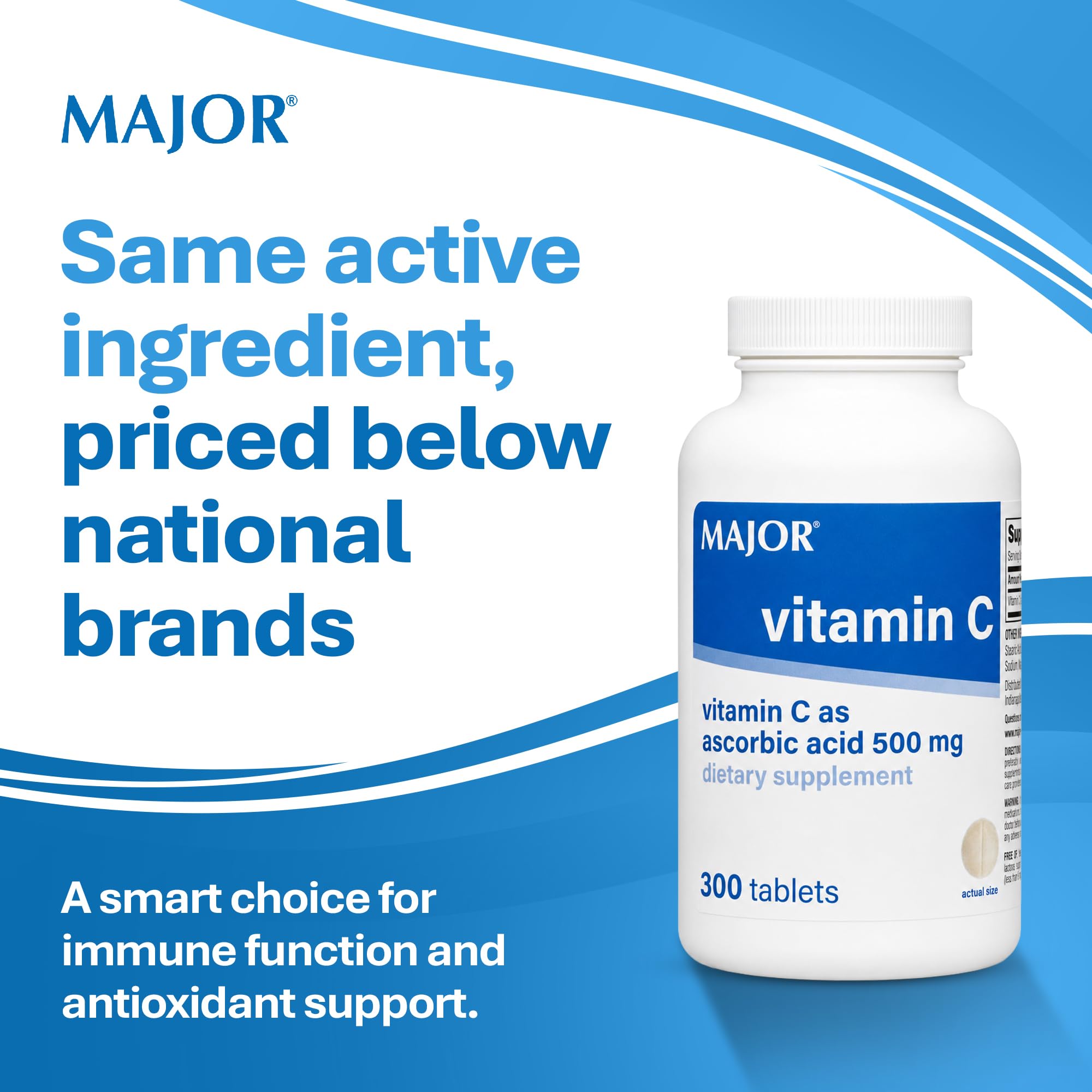 MAJOR Vitamin C as Ascorbic Acid 500 mg, 300 Count (1-Pack) — Amazon image 2