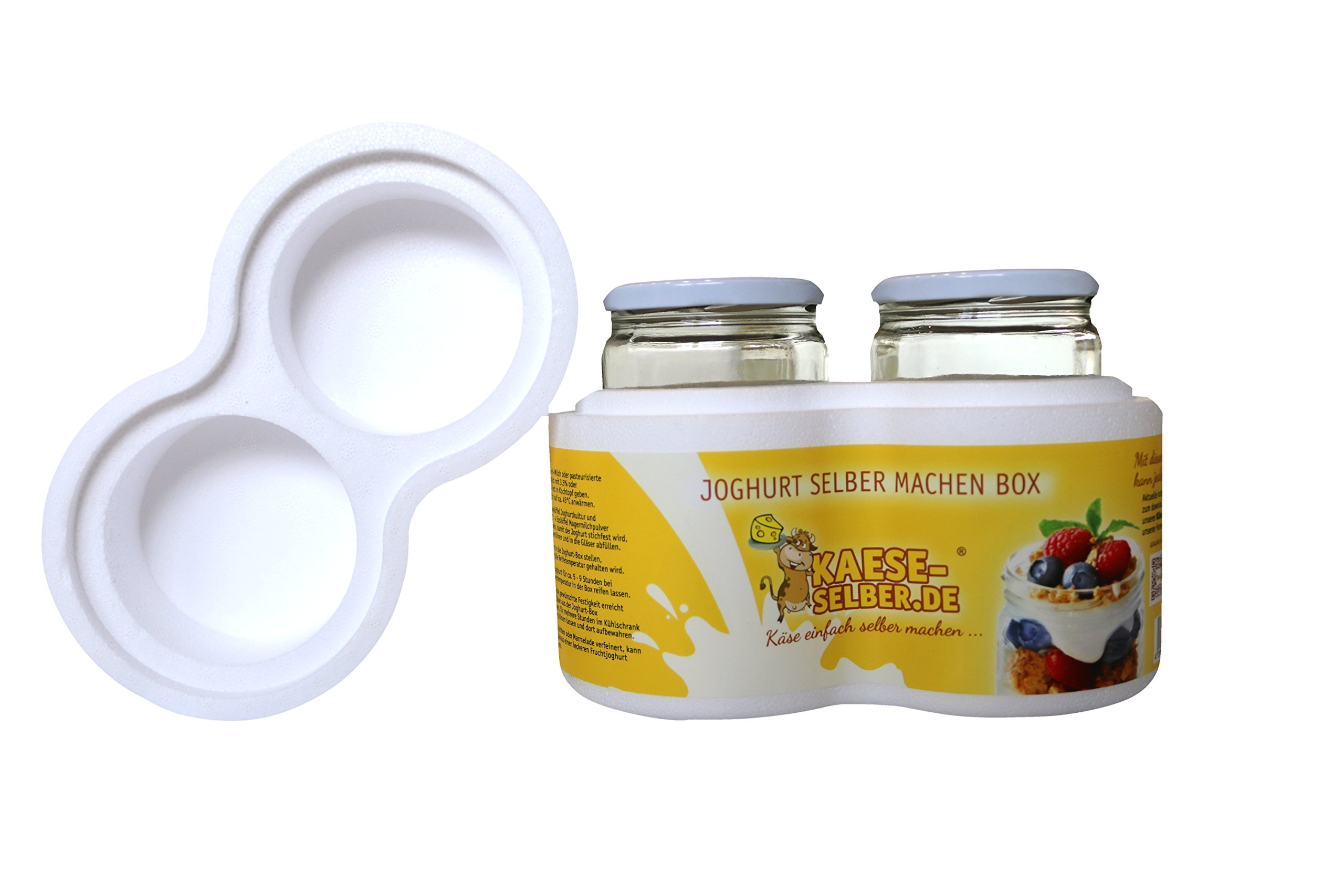 Joghurtbox Joghurtbereiter ohne Strom 2X 0,5 Liter Glas, Joghurt selber Machen
