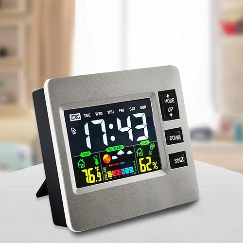 Hopeg - Reloj digital despertador digital con pantalla LCD del clima pantalla de temperatura y humedad alarma de repetición recordatorio electrónico